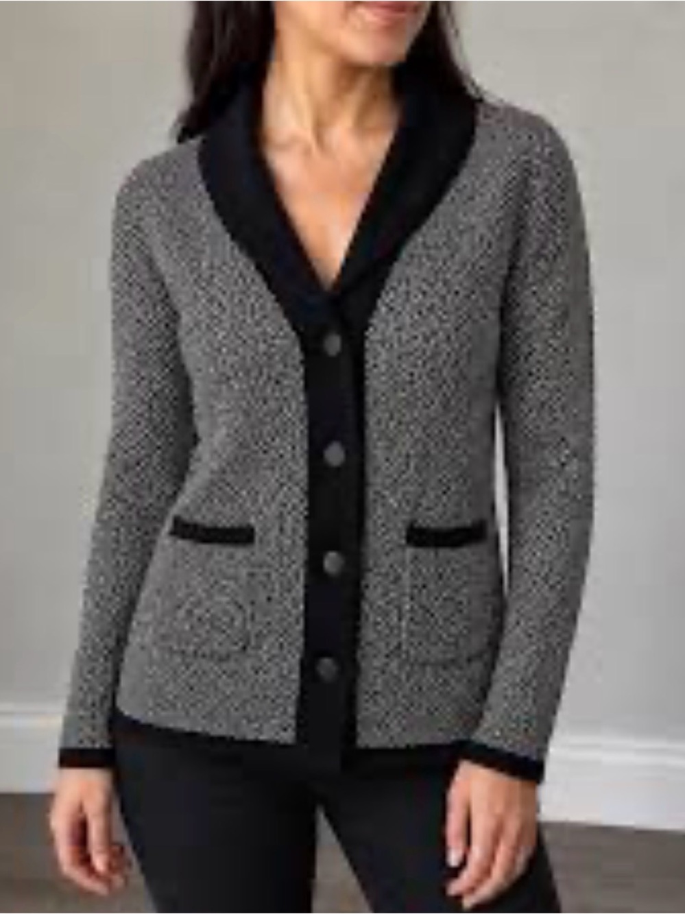 Banana Republic Notch-Lapel Merino Wool-Cashmere Blend Cardigan Sweater